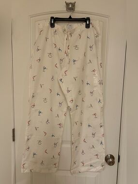 Love By Gap Poplin Pajama Pants White Multicolor Yoga  Print Size Large New